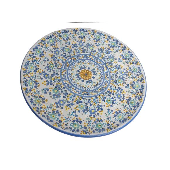 Vintage Martian Ceramica Sevillana Hand Painted Floral Platter - Picture 4 of 5